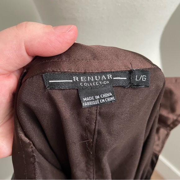 Vintage Y2K Brown Satin Button Down Long Sleeve Top Size Large Old Money - Picture 6 of 8